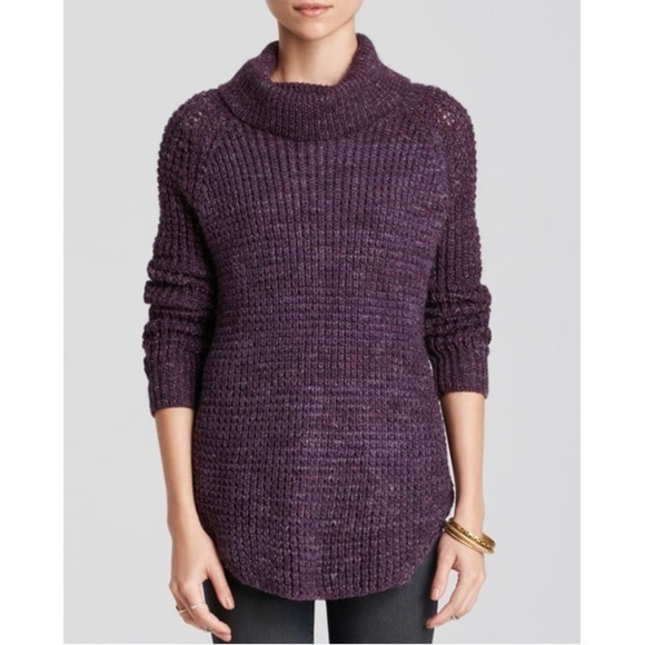 Free People Sweaters - Free People Sweater Sz Medium Dylan Tweedy Purple Chunky Cowl Neck Wool